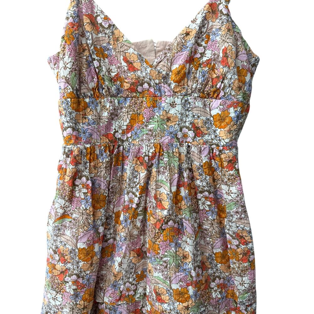 Anthropologie Maeve V Neck Spaghetti Straps Floral Open Back Orange Dress Size 2 - Picture 10 of 10